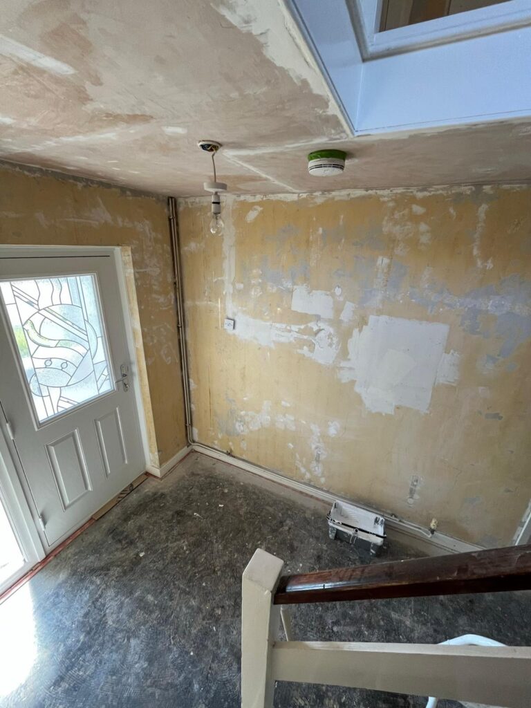 Stripping and redecorating entire hallway and landing in Bexley Village upstairs - before.